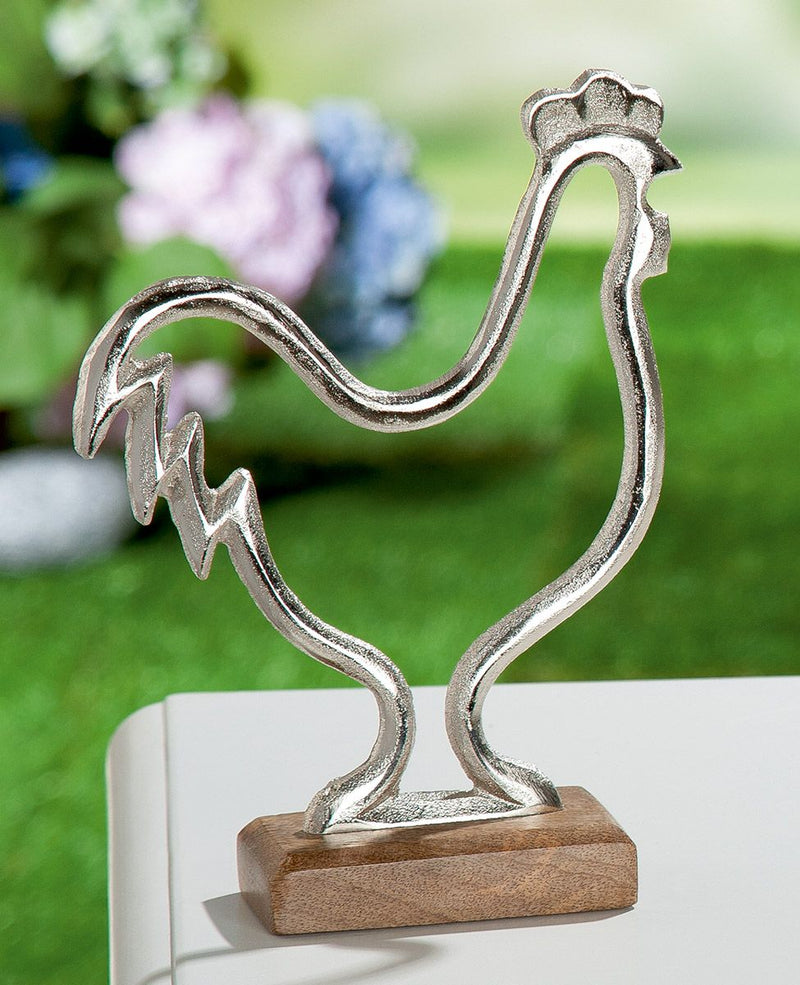 Set van 4 Egon elegante aluminium kranen met mangohouten voet – zilver, 24 cm hoog