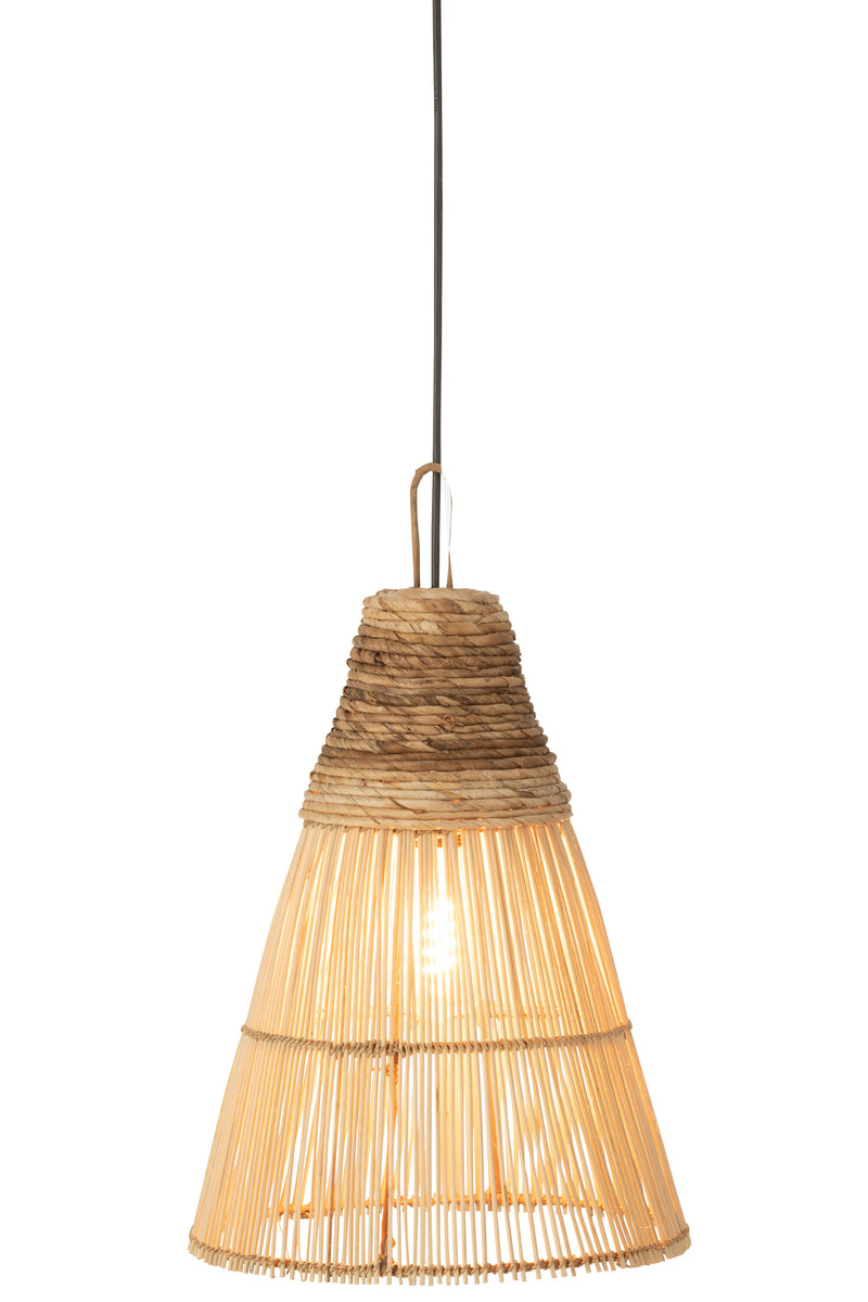 Set of 2 rattan lampshades 'Cone' - natural lighting elegance