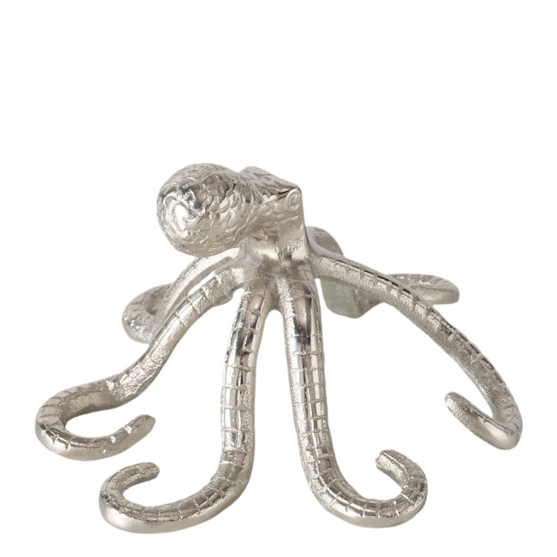 Dekofigur Octopus Silber Glänzend aus Aluminium