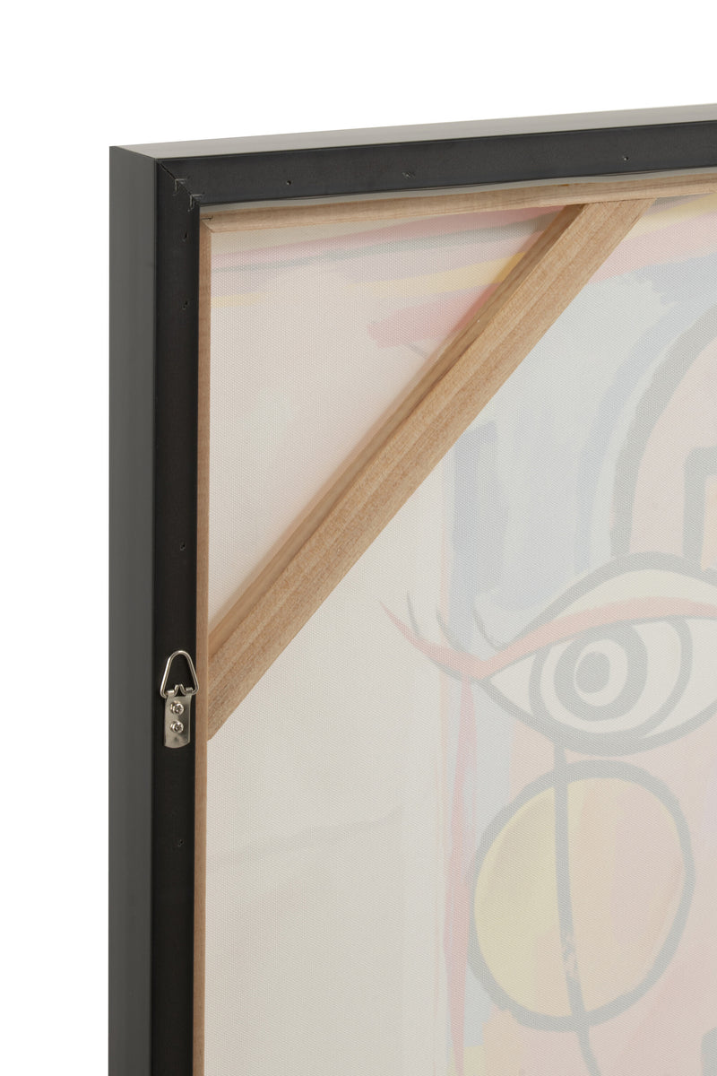 2-delige wanddecoratie abstracte gezichten canvas in een diverse kleurenmix 80x80cm