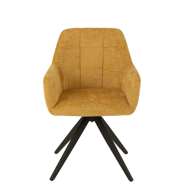 Louna upholstered chair in ochre with metal frame, 85 cm