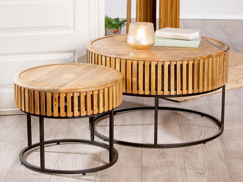 Set of 2 round tables Roseau Modern table frames, removable table top