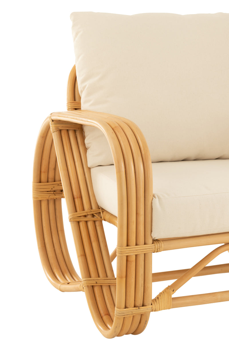 Comfortabele fauteuil met kussens - elegantie gemaakt van rotan en textiel in naturel en wit 
