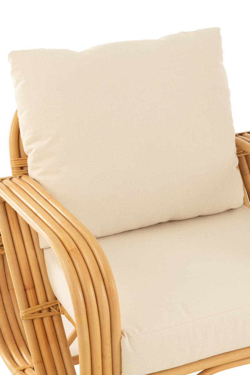 Comfortabele fauteuil met kussens - elegantie gemaakt van rotan en textiel in naturel en wit 