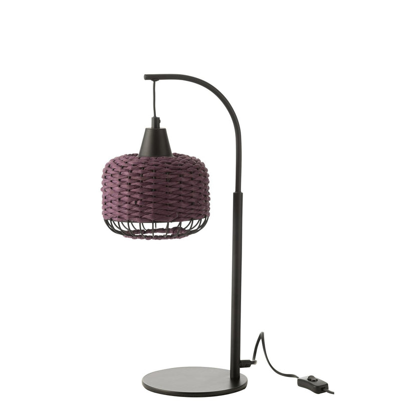 Table lamp lantern made of metal in purple