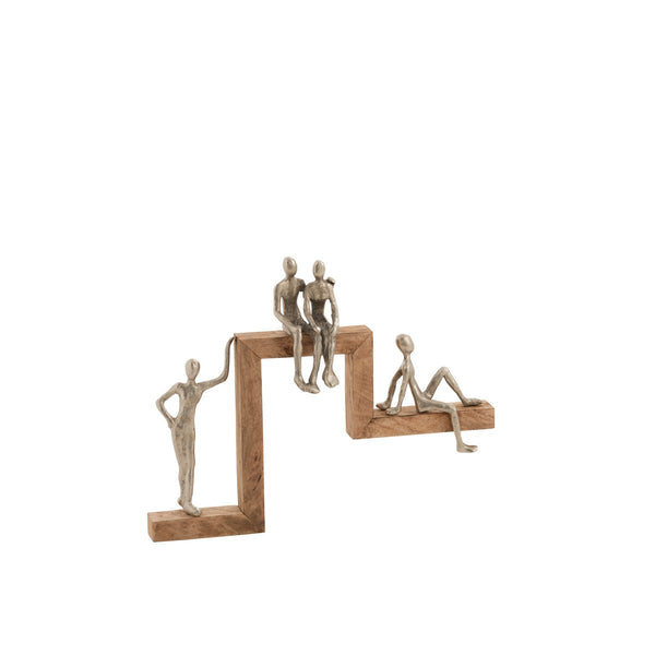 Dekorative Skulptur „Relax-Treppe“ aus Aluminium und Mangoholz