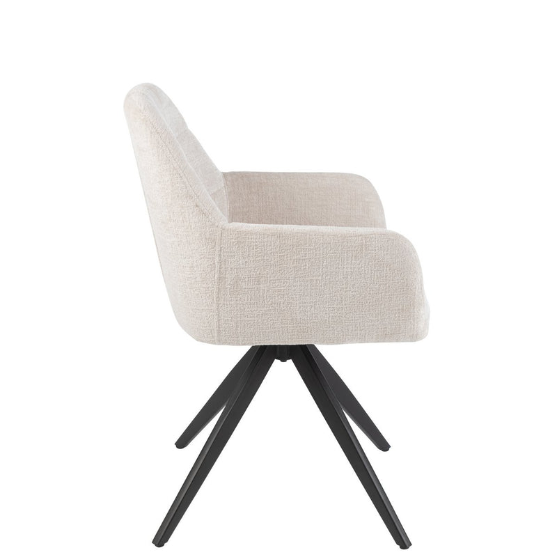 Louna upholstered chair in ivory with metal frame, 85 cm