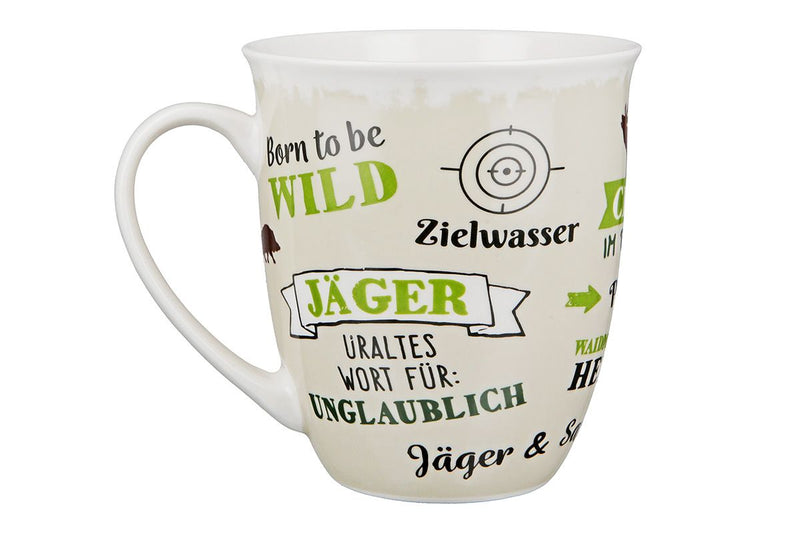 Wild &amp; Untamed - Set of 6 porcelain jumbo cups in green/brown/white, 400 ml