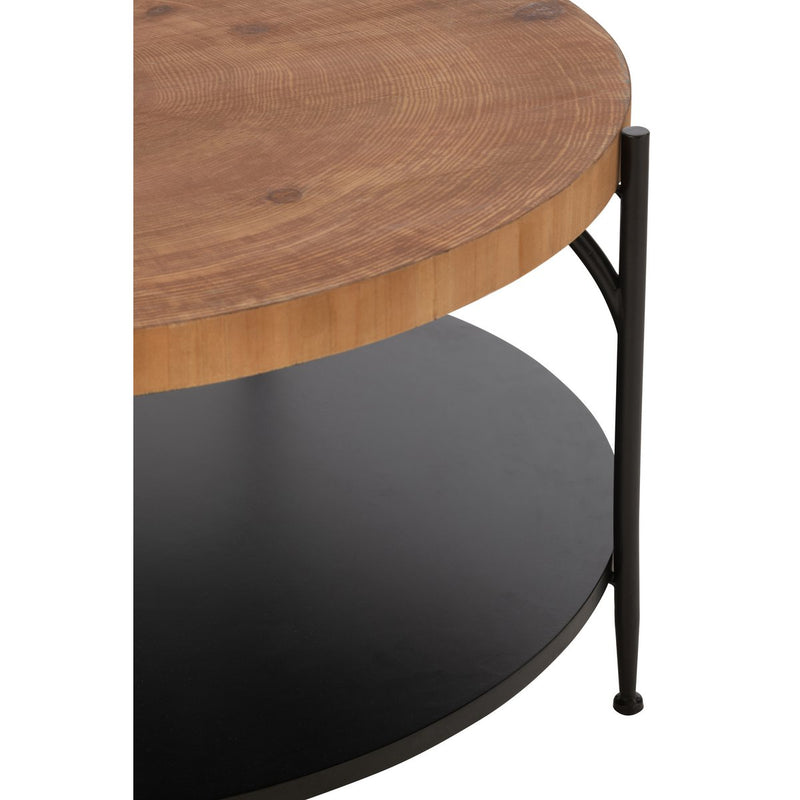 Metall Holz Couchtisch Voni 80 cm, Schwarz/Natur