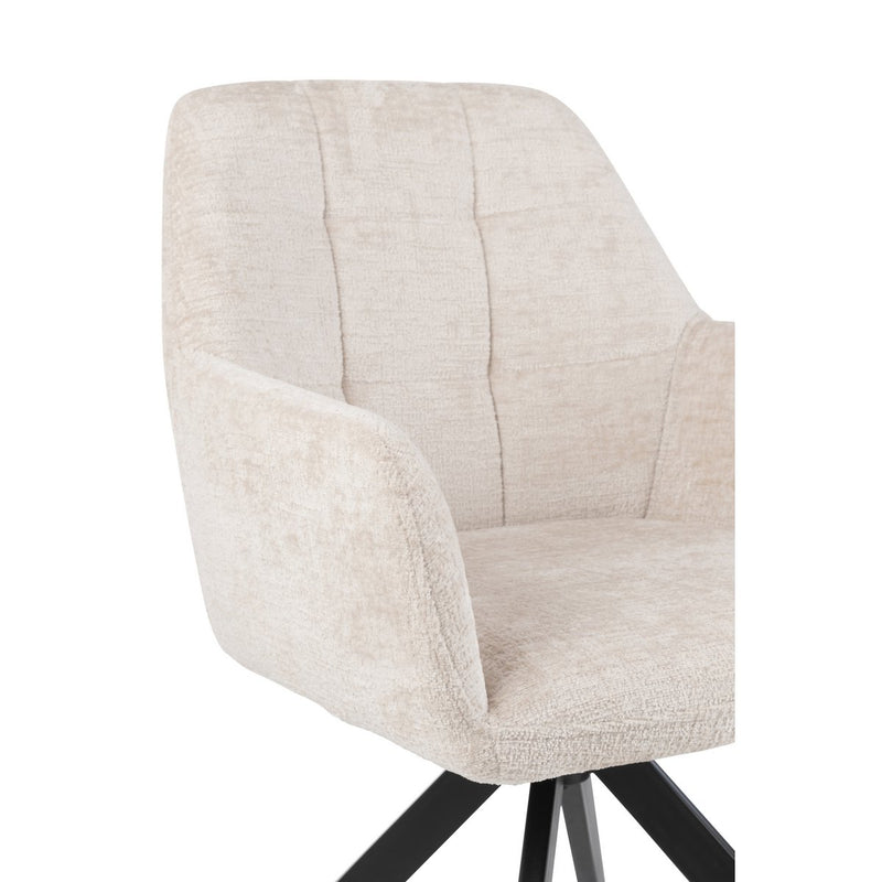 Louna upholstered chair in ivory with metal frame, 85 cm