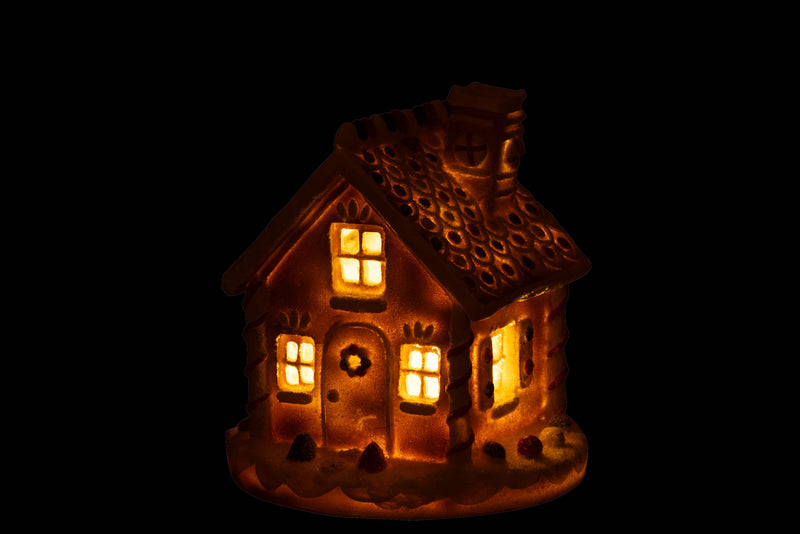 Gingerbread house with LED lighting 23 cm