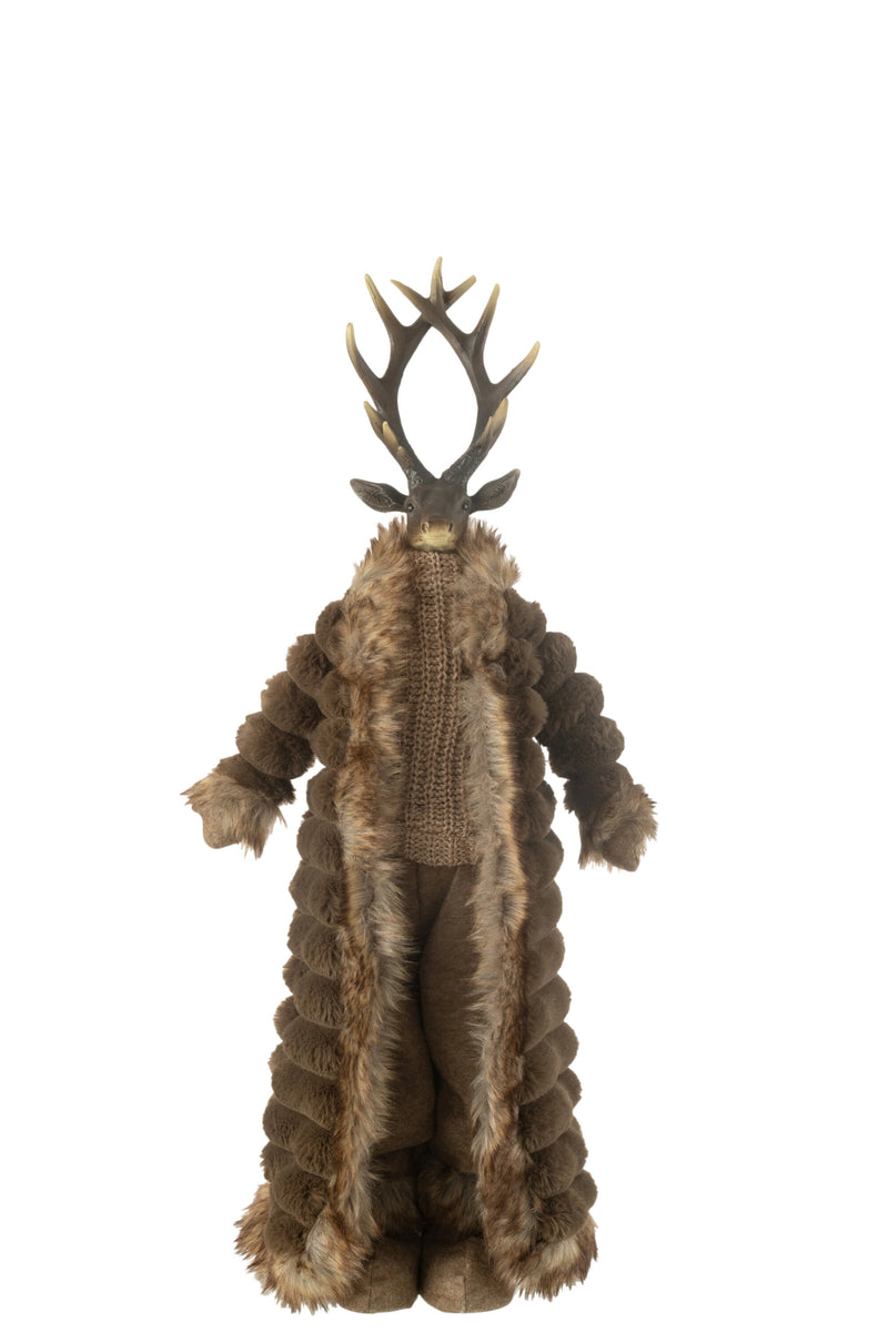 Decorative figure deer standing with coat – brown 76 cm