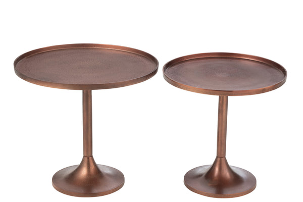 Elegant set of 2 side tables - aluminum bronze - modern design