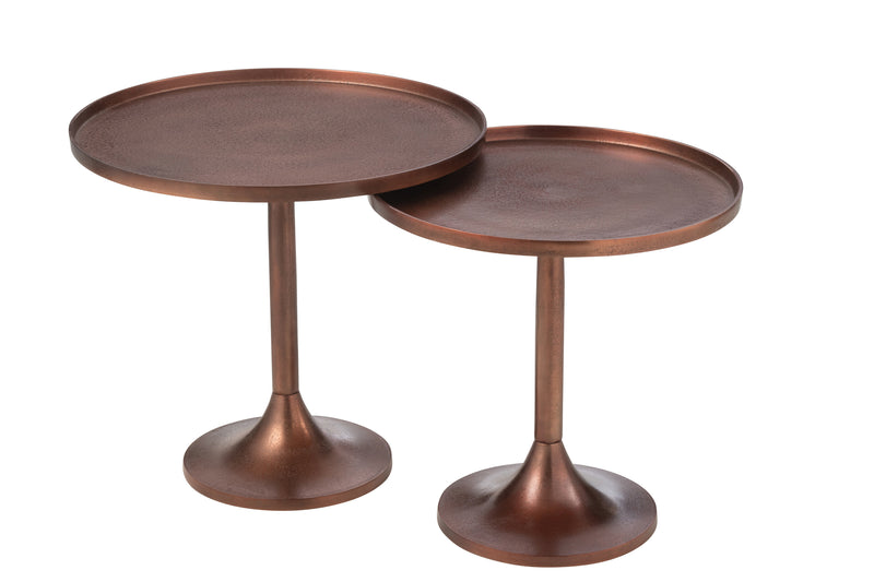 Elegant set of 2 side tables - aluminum bronze - modern design