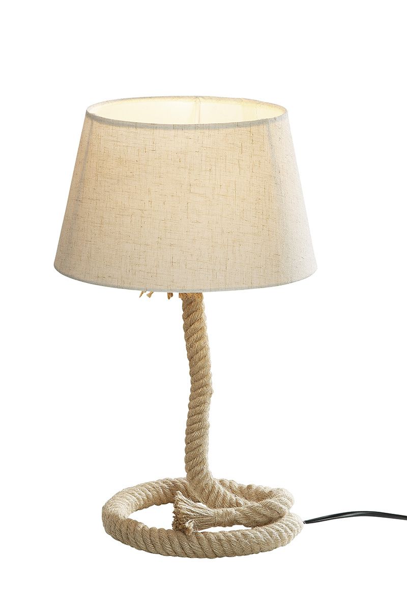 Metal lamp "Tau-Design" small - maritime flair with rope and cream-colored shade, 40W