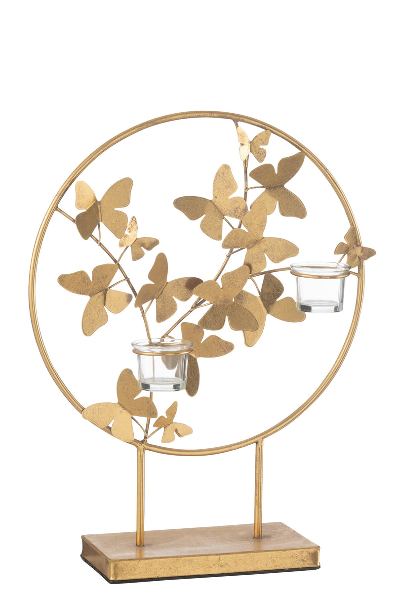 Golden butterfly tealight holder