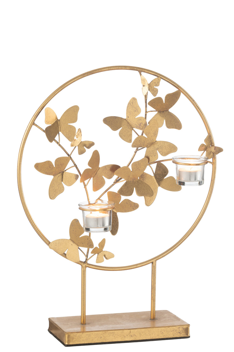 Golden butterfly tealight holder