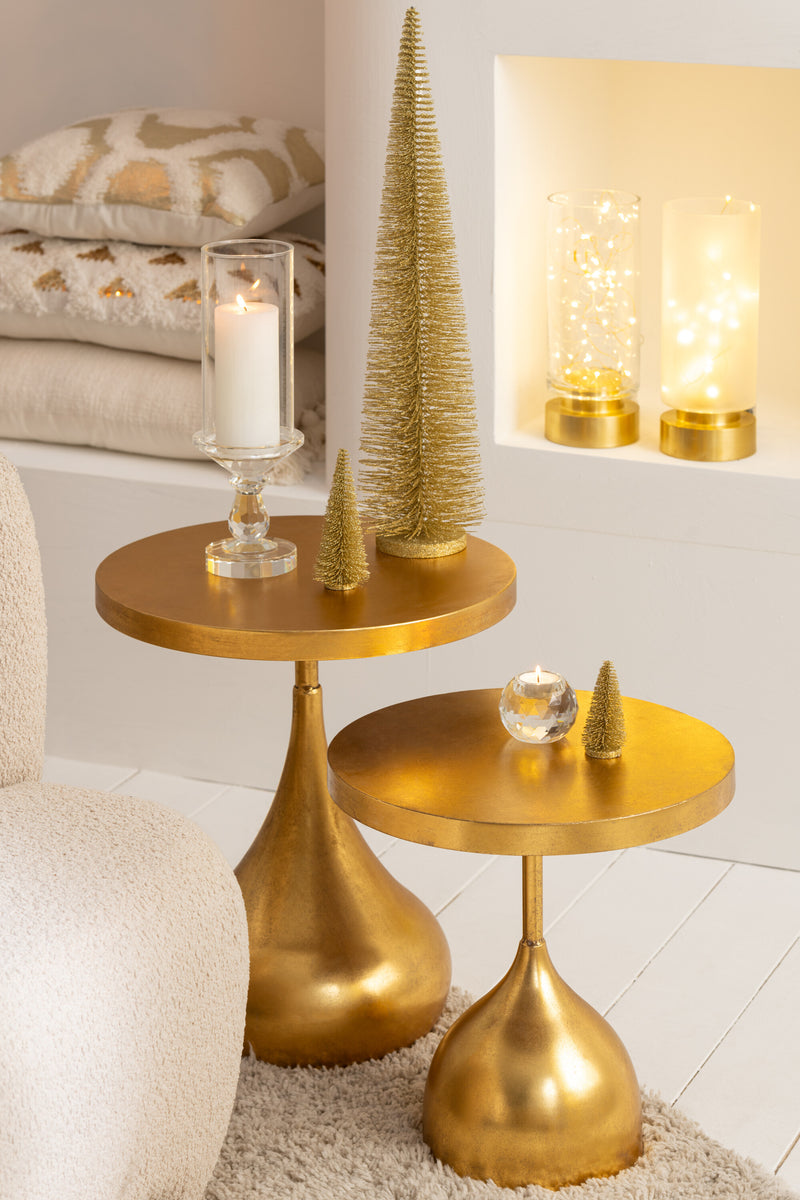 Set of 2 drop-shaped side tables in gold