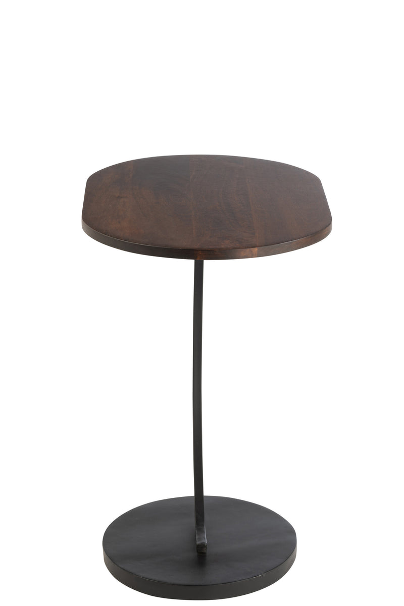 Modern side table Swoosh - iron/mango wood - brown/black