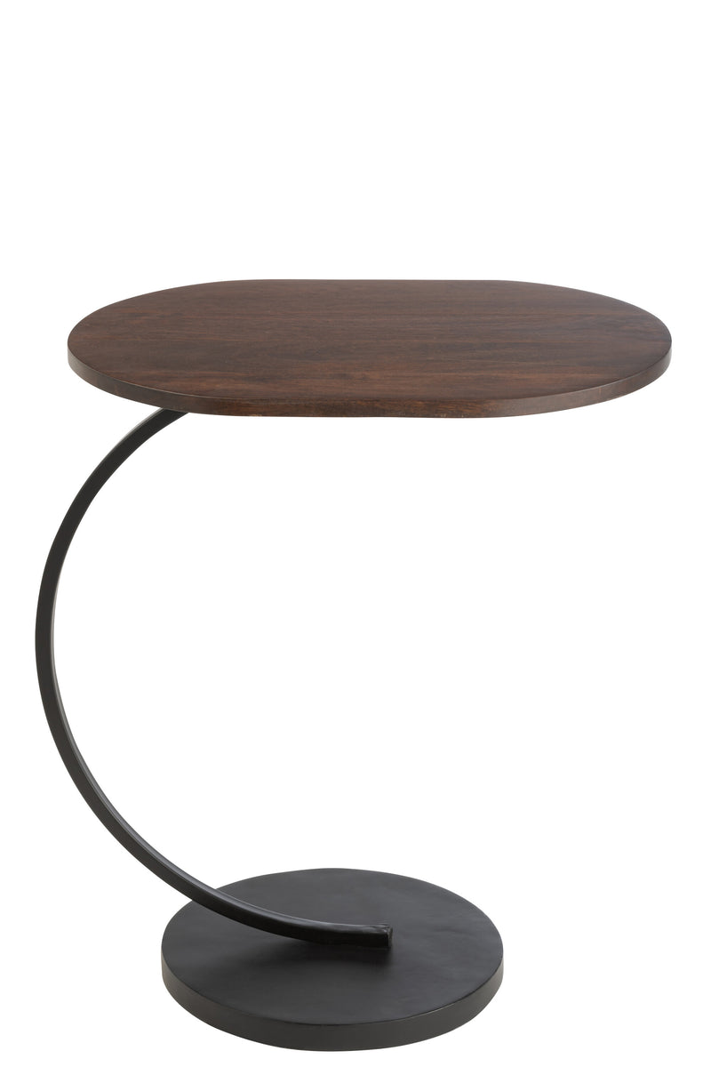 Modern side table Swoosh - iron/mango wood - brown/black