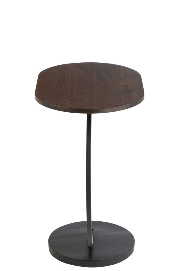 Modern side table Swoosh - iron/mango wood - brown/black