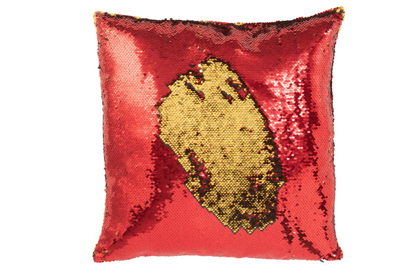 Wendbares Pailletten Kissen – Rot Gold – 45x45 cm