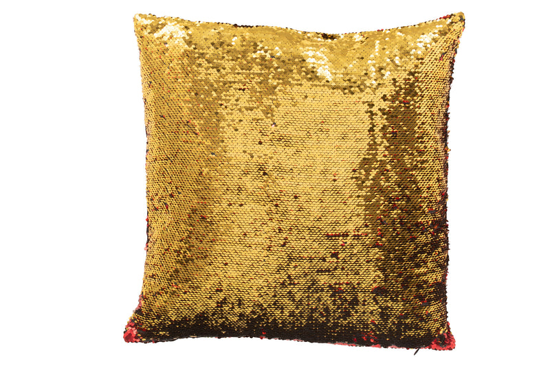 Wendbares Pailletten Kissen – Rot Gold – 45x45 cm