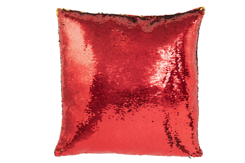 Omkeerbaar kussen met pailletten – Rood Goud – 45x45 cm