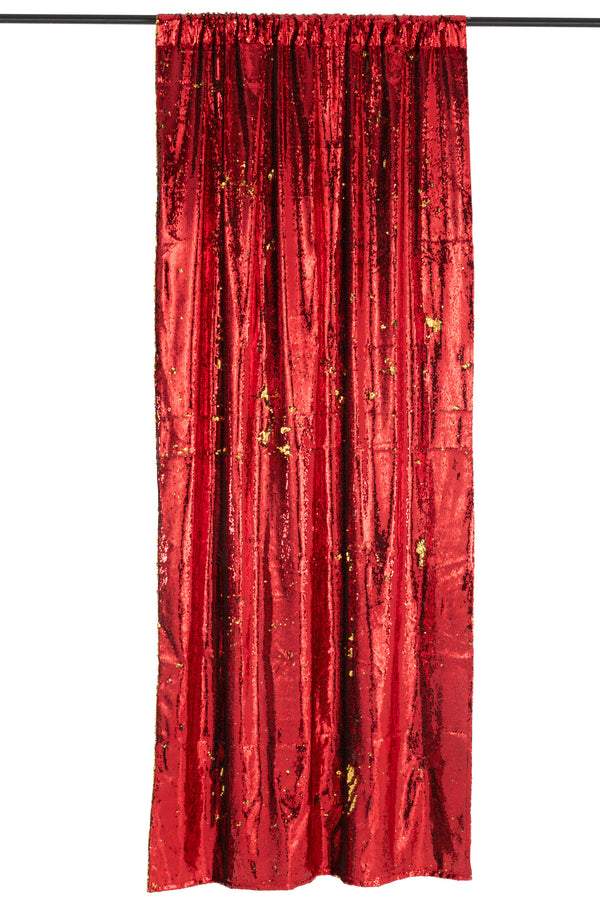 Wendbarer Pailletten Vorhang – Rot Gold – 125x250 cm