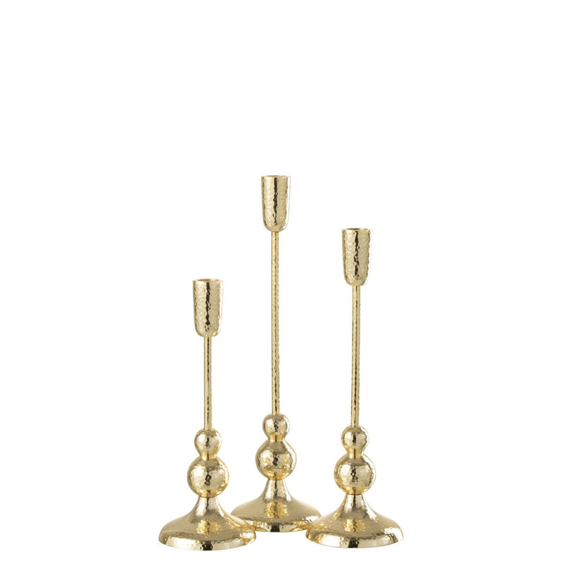 Elegantes 3er-Set Kerzenständer Grane aus Aluminium in Gold