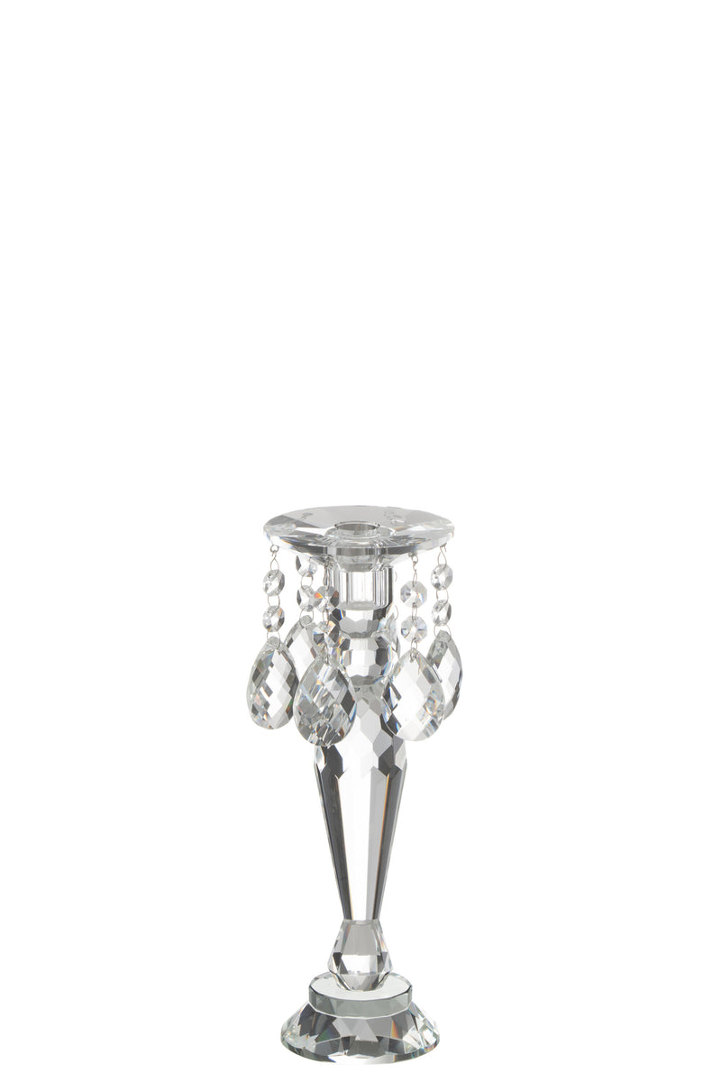 Crystal candle holder Louise Transparent with noble pendants