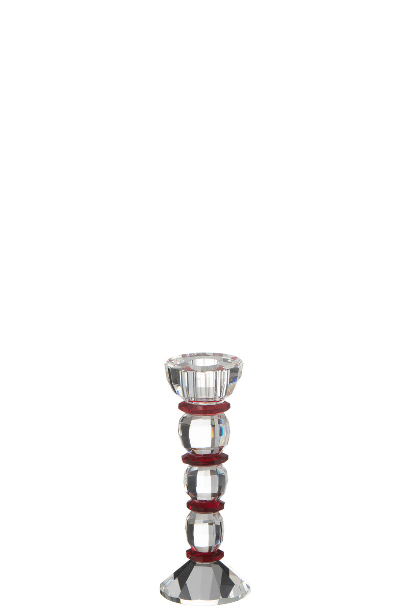 Crystal Candle Holder Annie Red Transparent - 18 cm