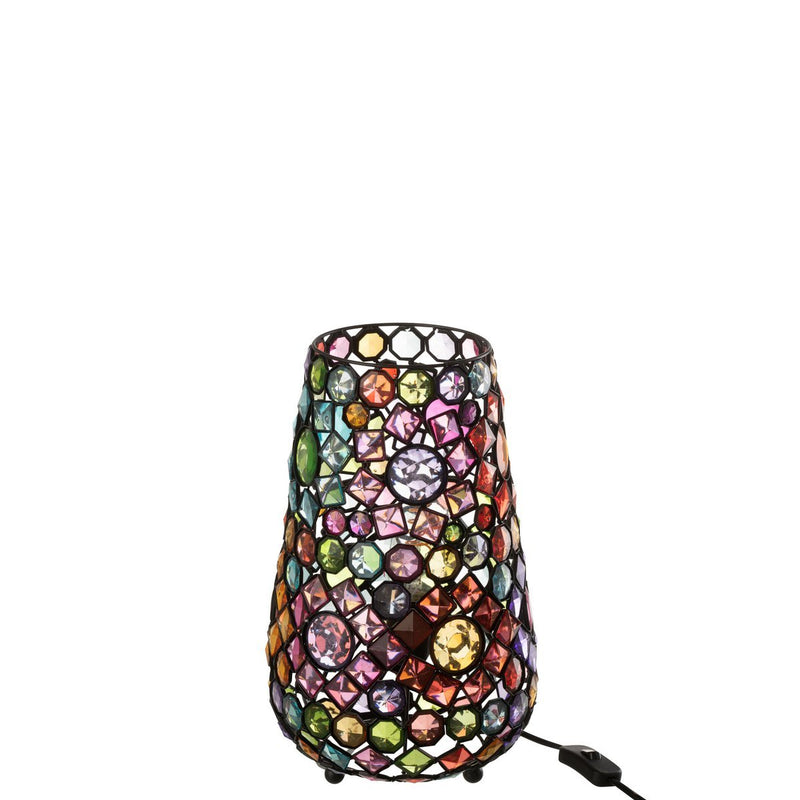 Bunte Tischlampe aus Eisen und Kunststein mit Mosaikdesign