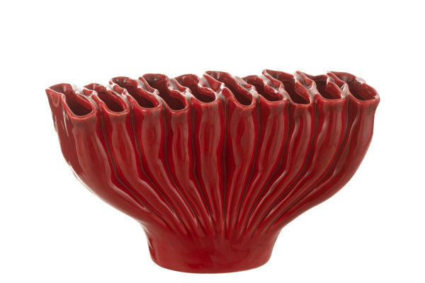 Vase made of porcelain red multi-pipe design