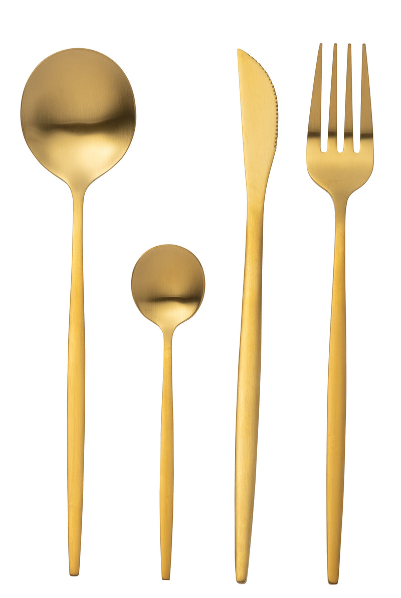 24-piece stainless steel cutlery set in matt gold