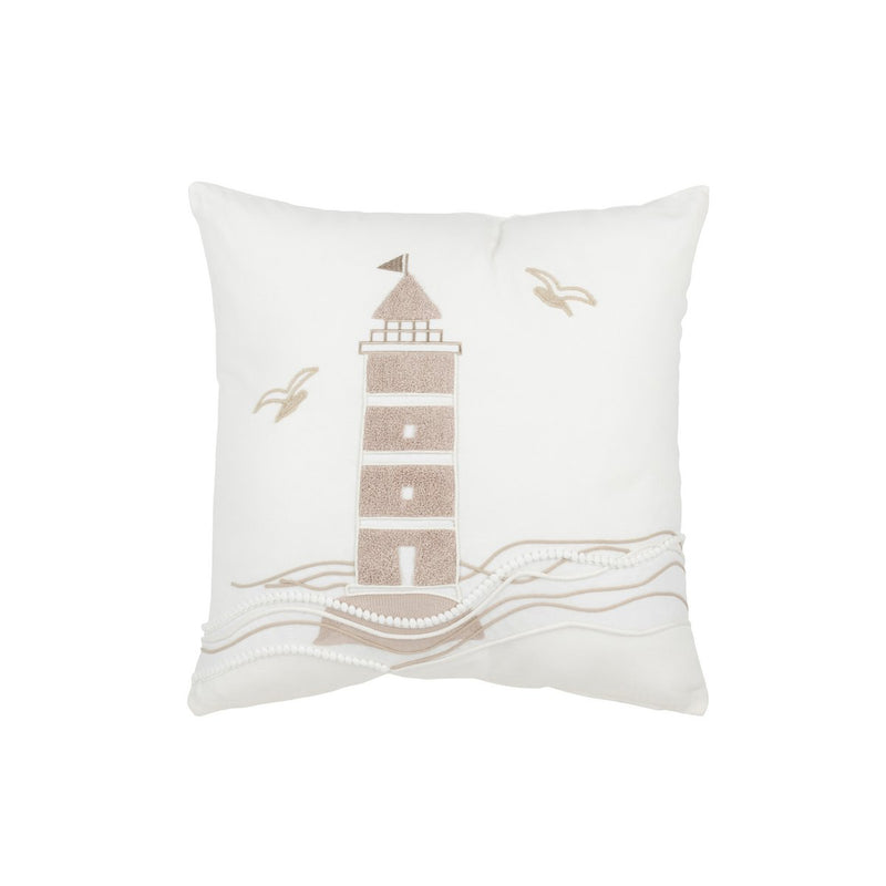 Lighthouse cushion in white and taupe