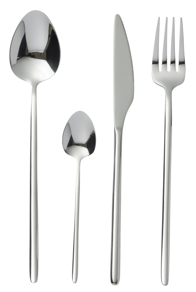 24-piece stainless steel cutlery set in shiny silver