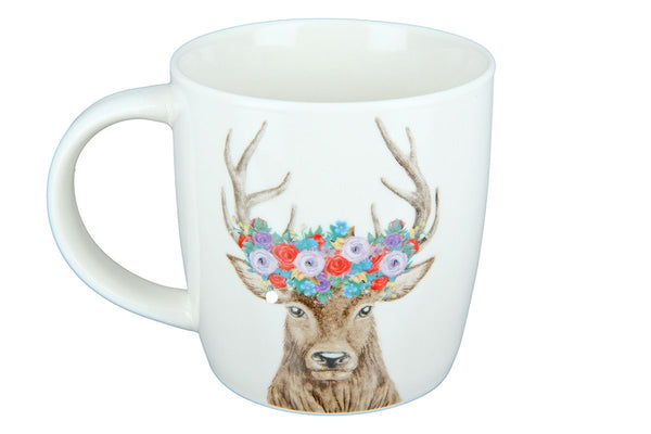 Set of 6 porcelain cups 'Deer with floral wreath' - elegant tea and coffee moments inspired by nature