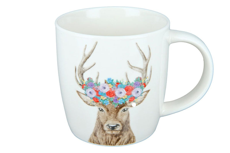 Set of 6 porcelain cups 'Deer with floral wreath' - elegant tea and coffee moments inspired by nature