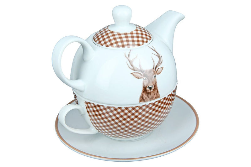 Exclusive set of 4 porcelain tea for one 'deer bust' - elegance meets functionality