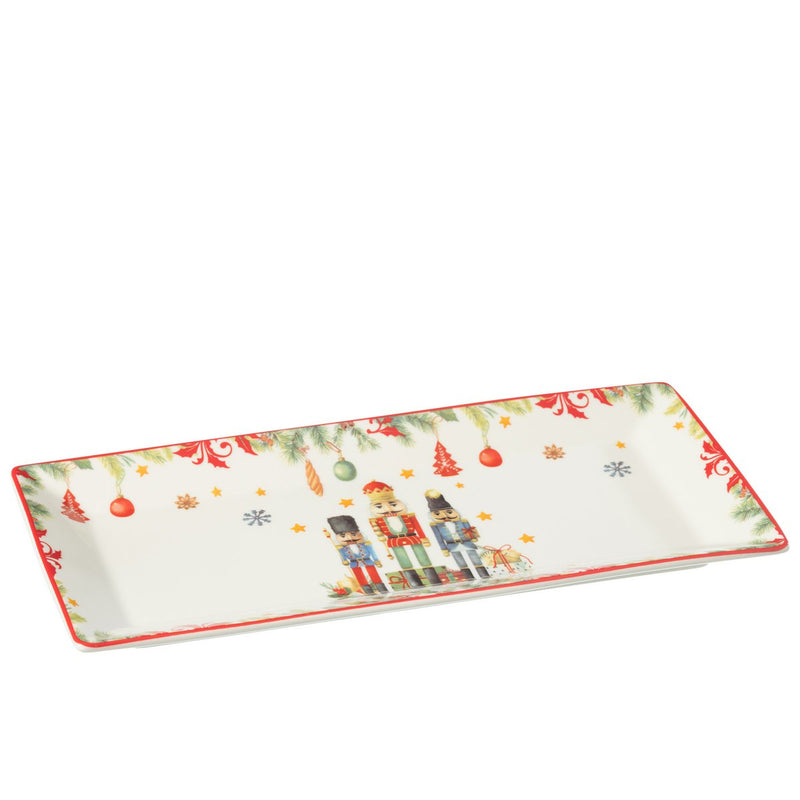 Rectangular Nutcracker Serving Tray – 13" Ceramic Christmas Tableware