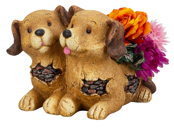 Planter Dog Couple made of Magnesia 24 cm