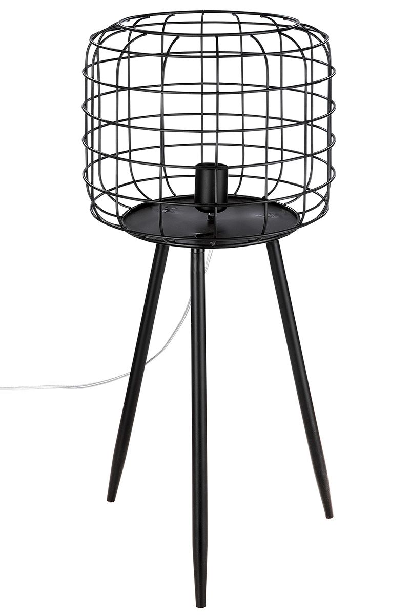 Elegant metal floor lamp 'Basket' in matt black - modern design, 70 cm