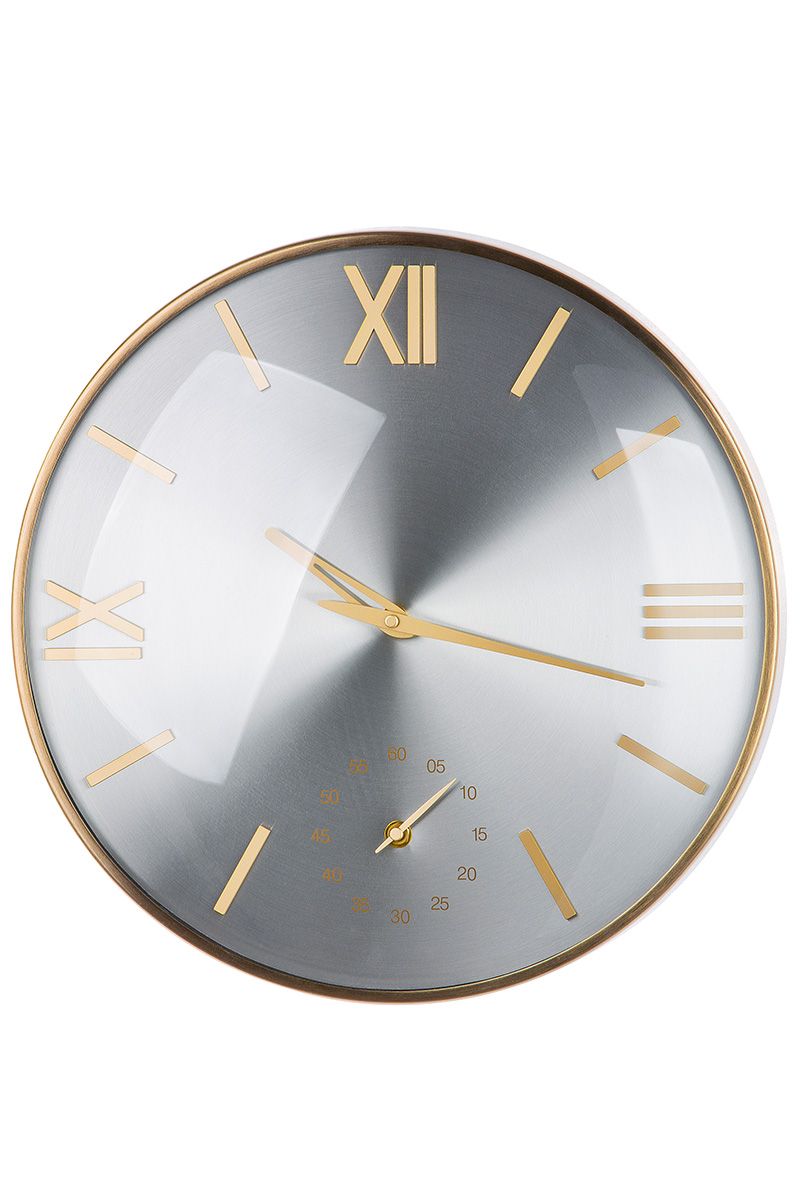 Modern metal wall clock bicolor in champagne and silver