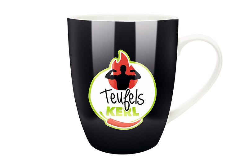 Teufelskerl - Set of 6 porcelain cups in black and red made of bone china, 360 ml