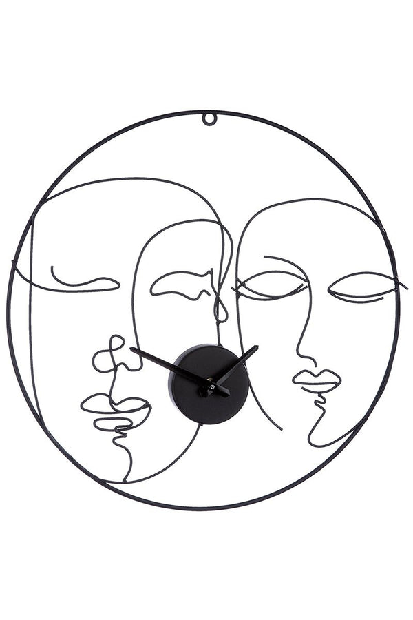 Set of 2 metal wall clock Visione in black - timeless elegance for modern rooms