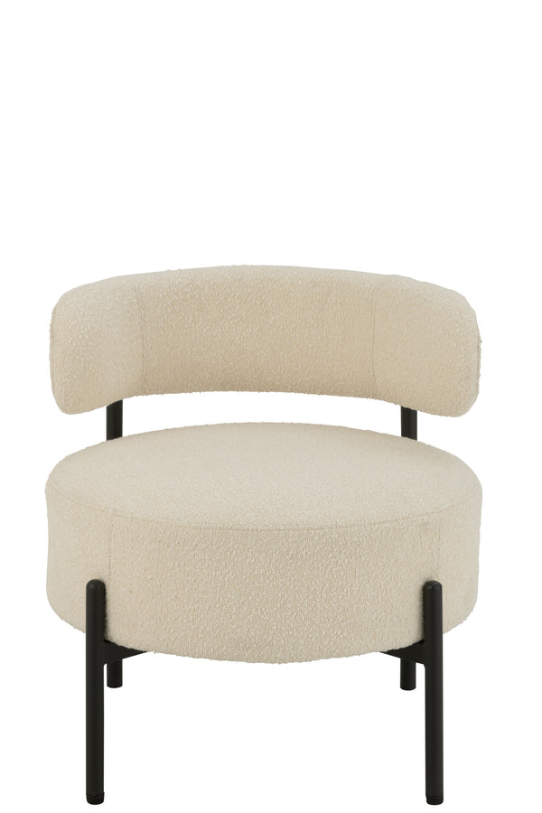 Lounge stoel Bouclé Wit met zwart metalen frame - Moderne elegantie