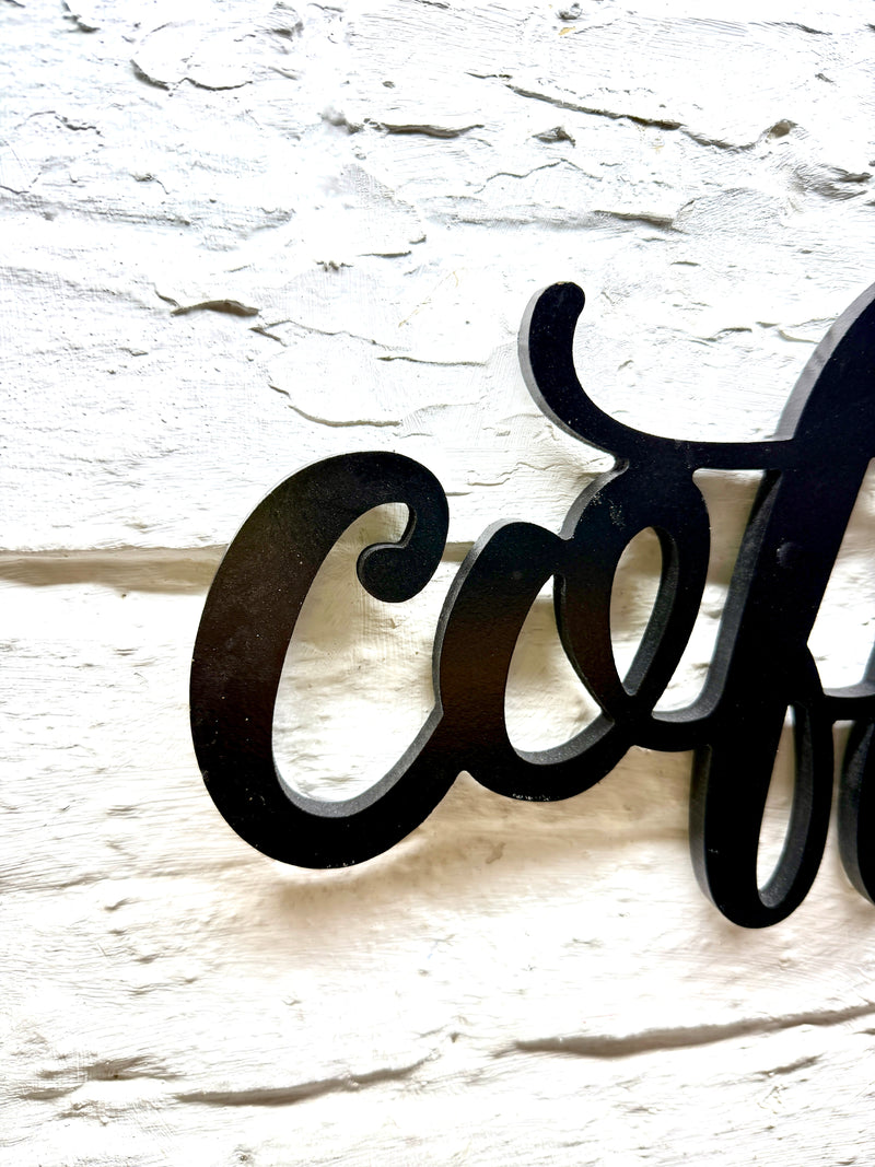 wooden lettering Coffee with coffee cup