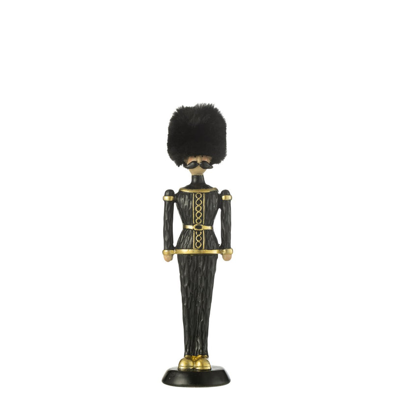 Black Nutcracker with Fur Hat – 25 cm Polyresin Decoration Figure