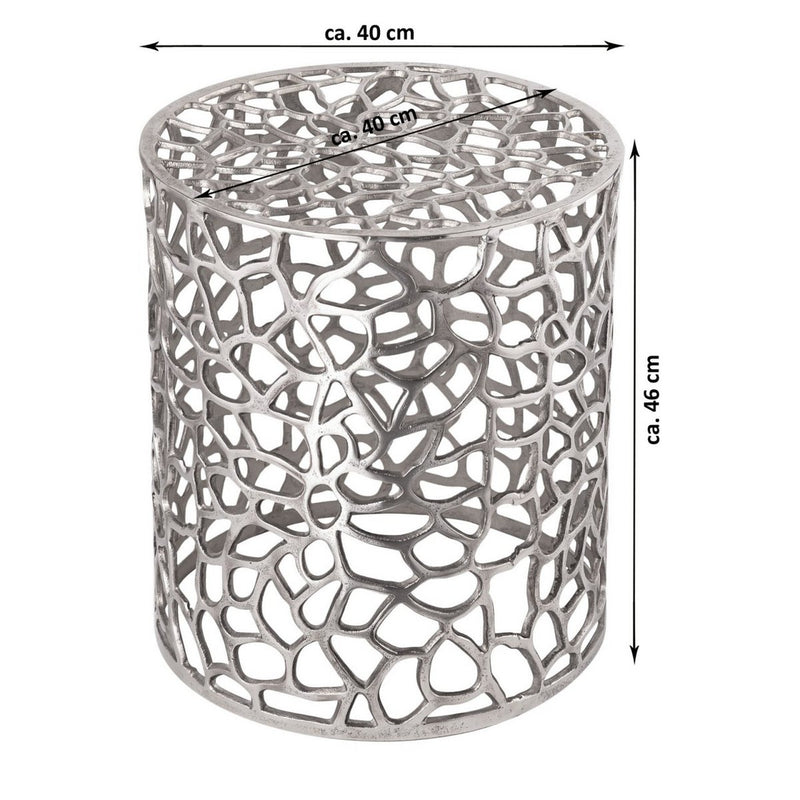 Bijzettafel metalen siertafel ø 40 x 45 cm rond Agadir zilver of goud aluminium koraal design